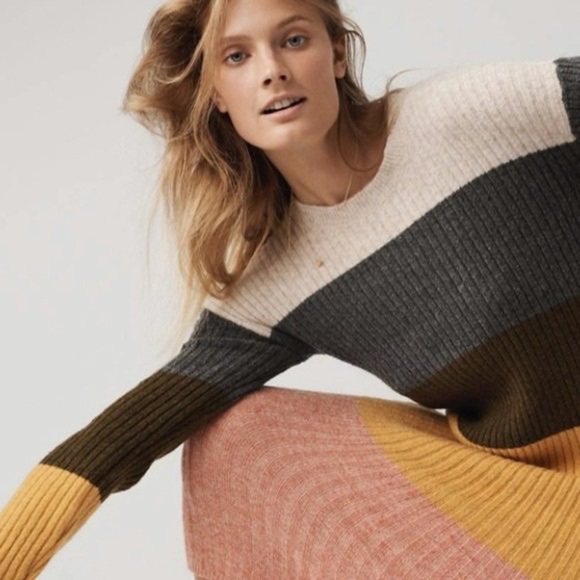 MADEWELL Colorblock Midi Sweater Dress in Coziest Yarn, size L - Picture 15 of 15